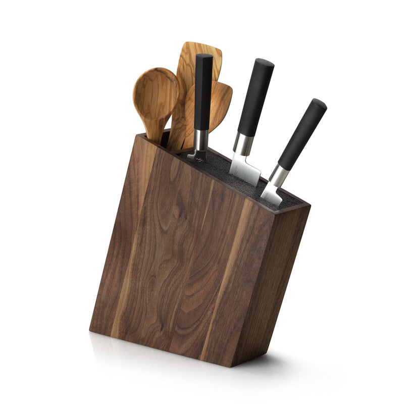 Ceppo coltelli inclinato con inserto flessibile e portautensili integrato cm 31x8x24,5