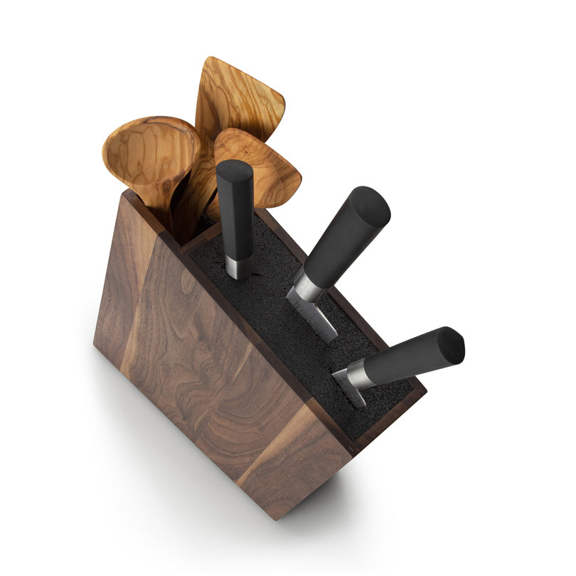 Ceppo coltelli inclinato con inserto flessibile e portautensili integrato cm 31x8x24,5