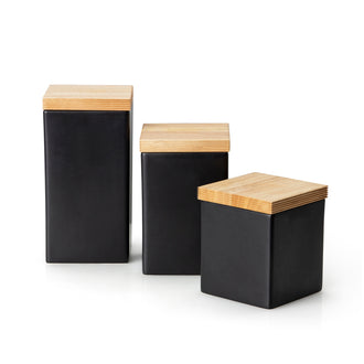 Recipiente quadrato con coperchio in legno S cl 80/cm 10,5x12,5