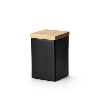 Recipiente quadrato con coperchio in legno M l 1/cm 10,5x10,x16,5