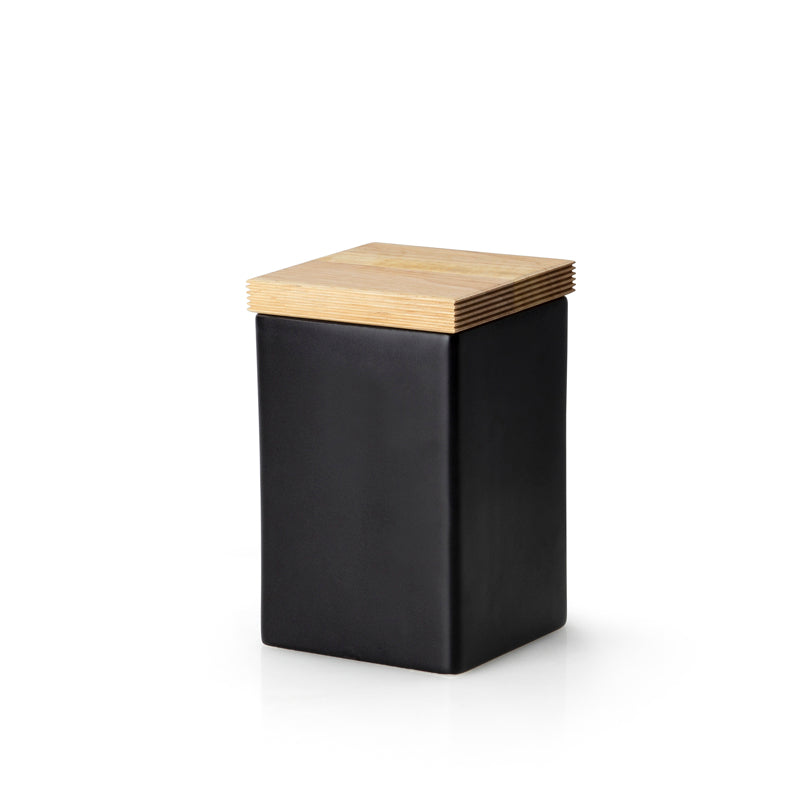 Recipiente quadrato con coperchio in legno M l 1/cm 10,5x10,x16,5