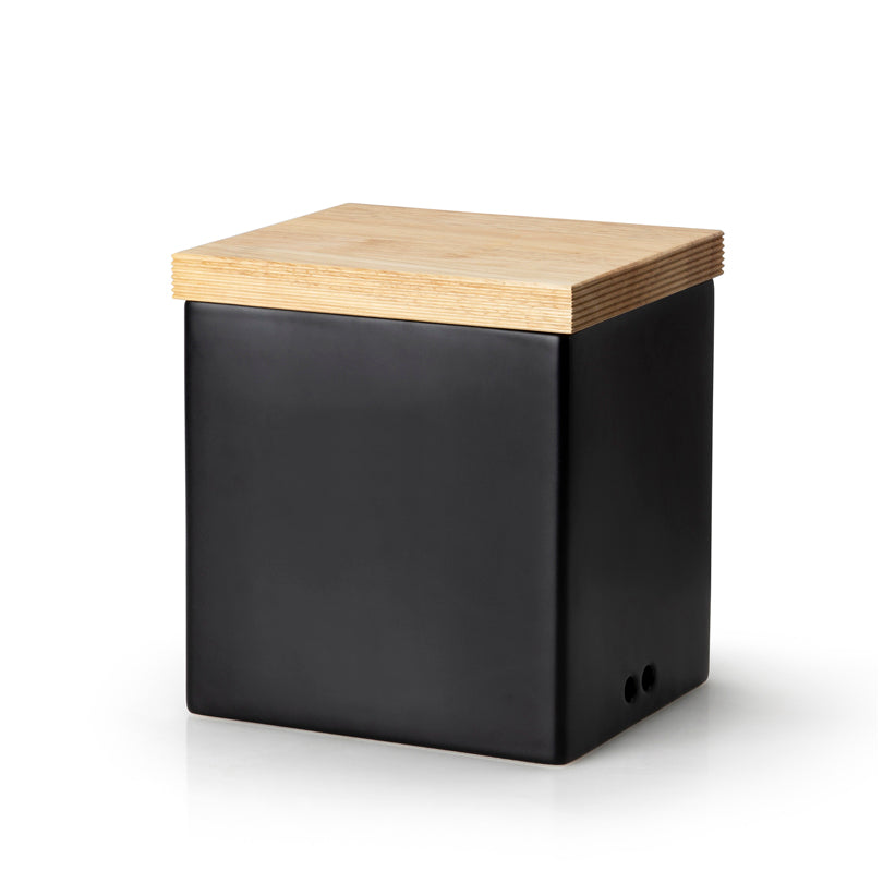 Recipiente rettangolare con coperchio in legno M cm 18,5x16x20,5