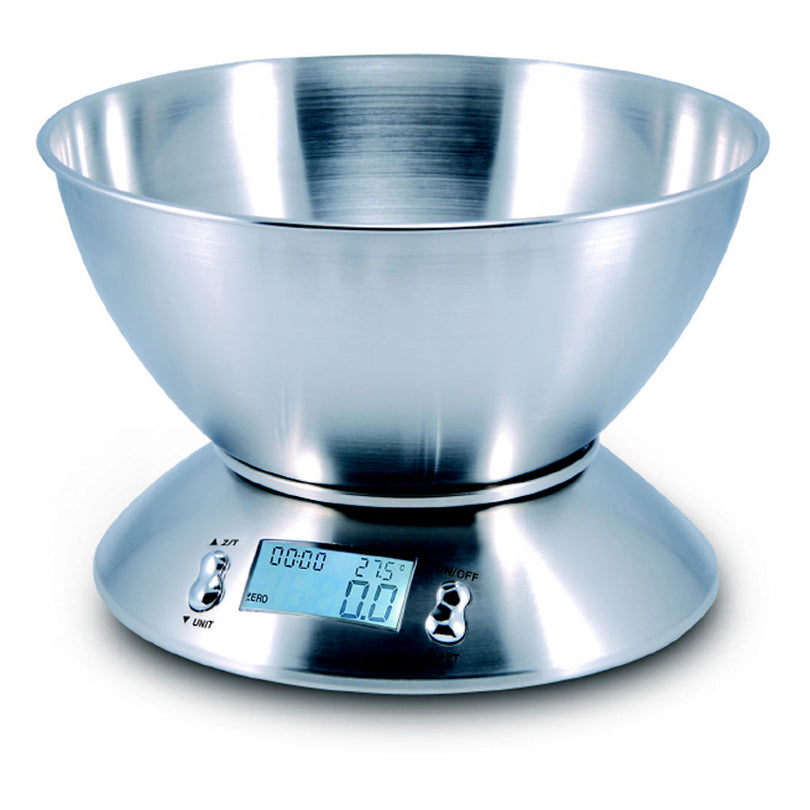 Bilancia cucina digitale "Satinata" con bastardella 1g/5kg cm Ø21,5x14,5/l 1,8
