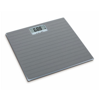 Bilancia pesapersone digitale con piattaforma in vetro e tappeto antiscivolo in silicone 100g/150kg cm 30,2x30,2x1,8