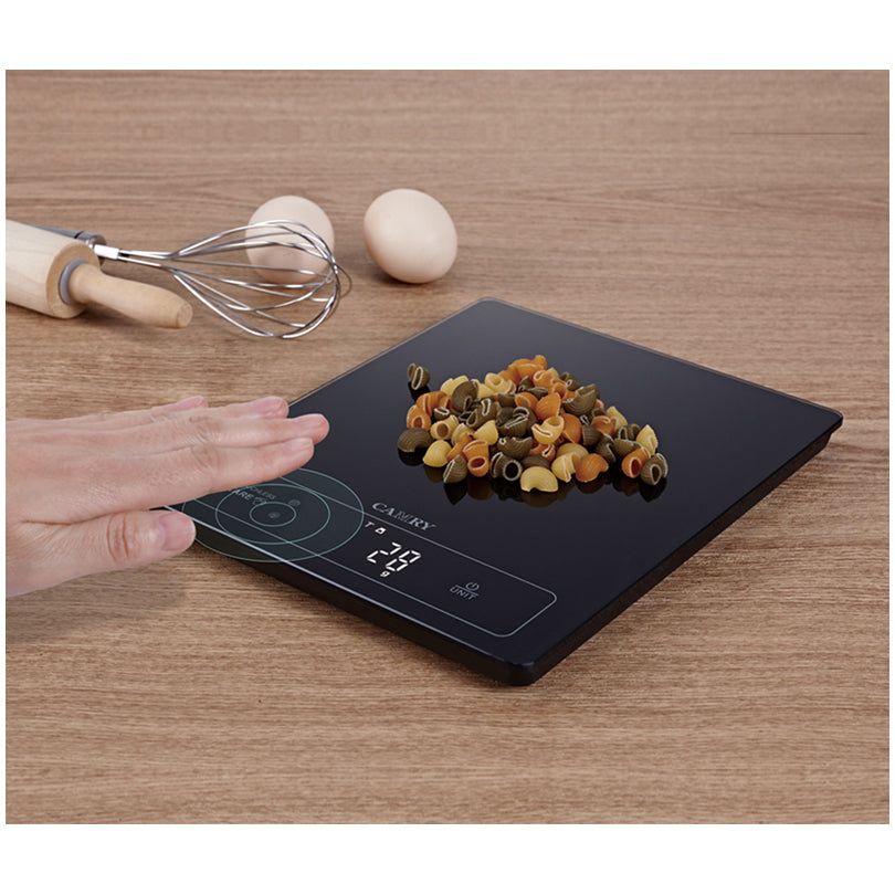 Bilancia da cucina digitale con piatto in vetro temperato 1g/15kg cm 24x20x2,25