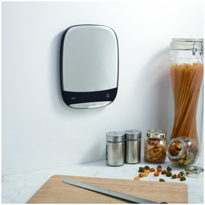 Bilancia da cucina digitale e ricaricablie con piatto in acciaio inox, 1g/10kg cm 21x16,5x1,8