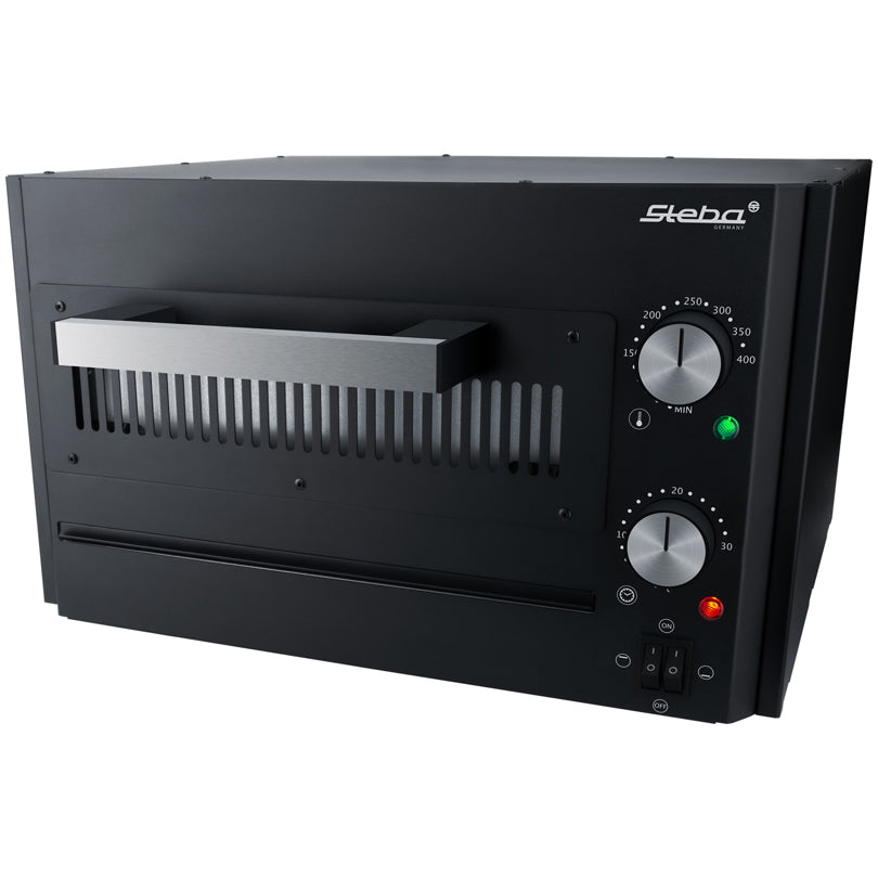 Forno per pizza elettrico "PB 1000" con pietra tonda e pala pizza in acciaio inox cm 43,5x43,5x27