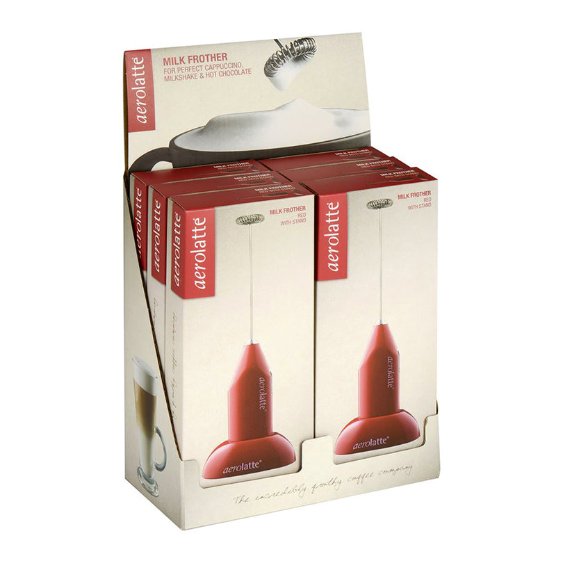 Schiumalatte "Aerolatte" con supporto, display da 6 pezzi cm 5x8x21,5