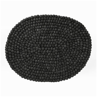 Tovaglietta all'americana ovale "Pompon Antracite" cm 35x45