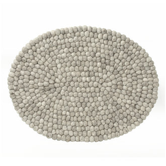 Tovaglietta all'americana ovale "Pompon Grigio chiaro" cm 35x45