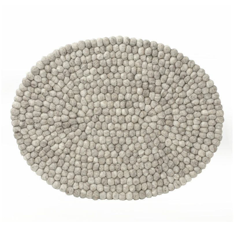 Tovaglietta all'americana ovale "Pompon Grigio chiaro" cm 35x45