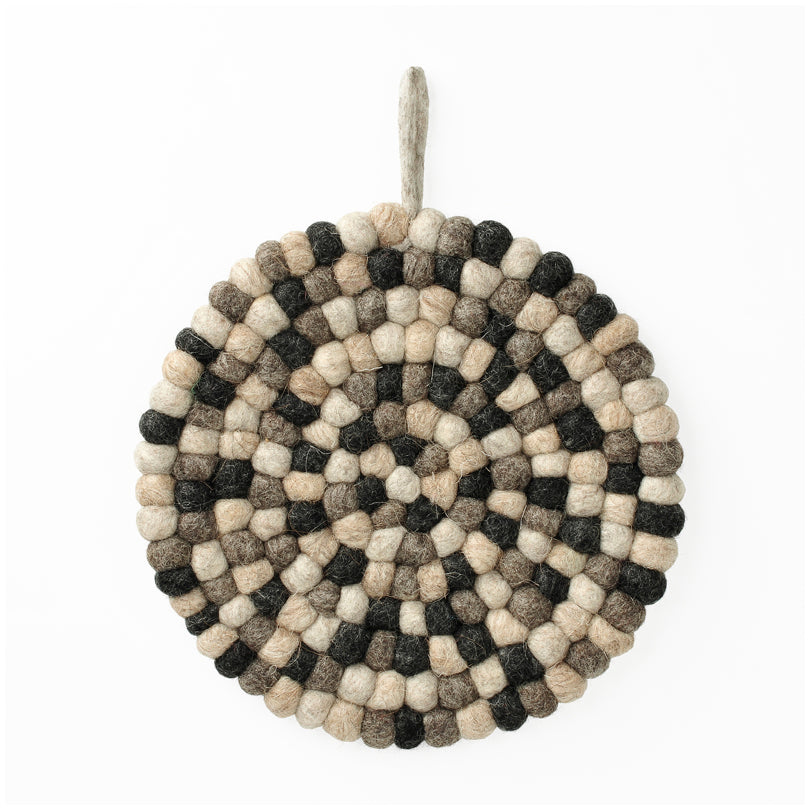 Sottopentola tondo "Pompon Grigio/Antracite" con pratico occhiello cm Ø21