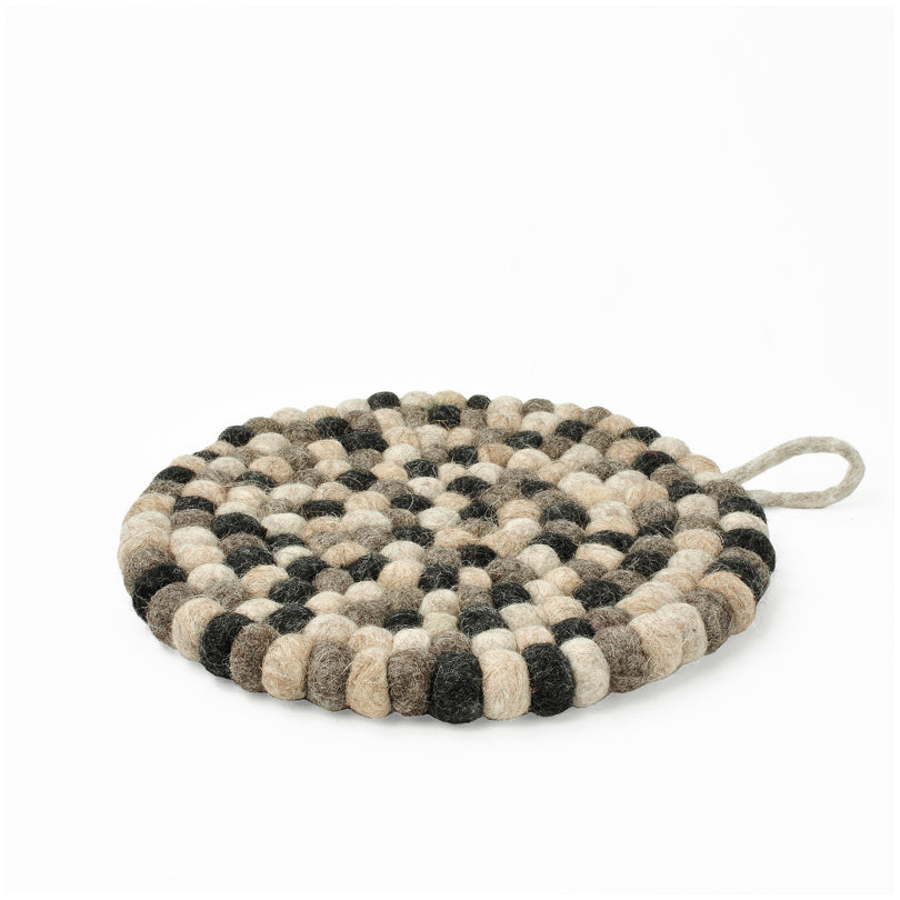 Sottopentola tondo "Pompon Grigio/Antracite" con pratico occhiello cm Ø21