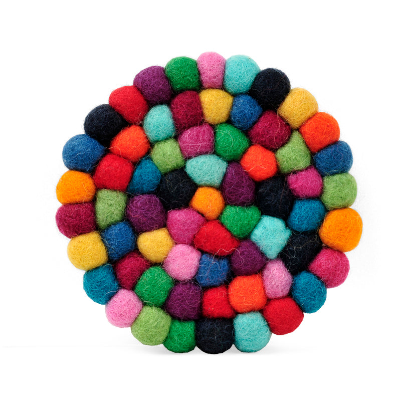 Sottobicchiere tondo "Pompon Arcobaleno" cm Ø10