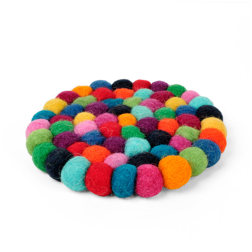 Sottobicchiere tondo "Pompon Arcobaleno" cm Ø10