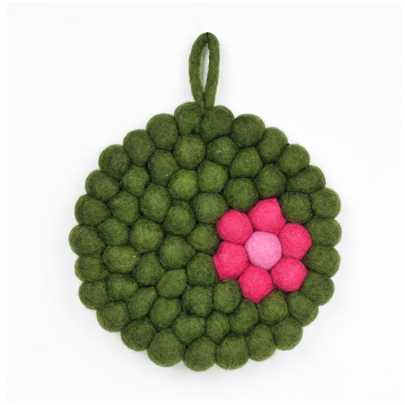 Sottopentola tondo "Daisy khaki" con pratico occhiello cm Ø19