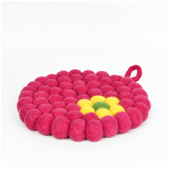 Sottopentola tondo "Daisy fucsia" con pratico occhiello cm Ø19