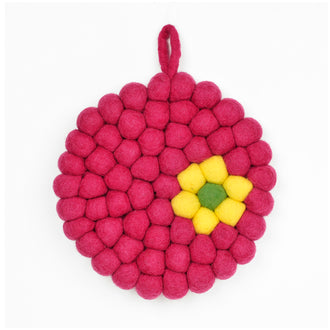 Sottopentola tondo "Daisy fucsia" con pratico occhiello cm Ø19