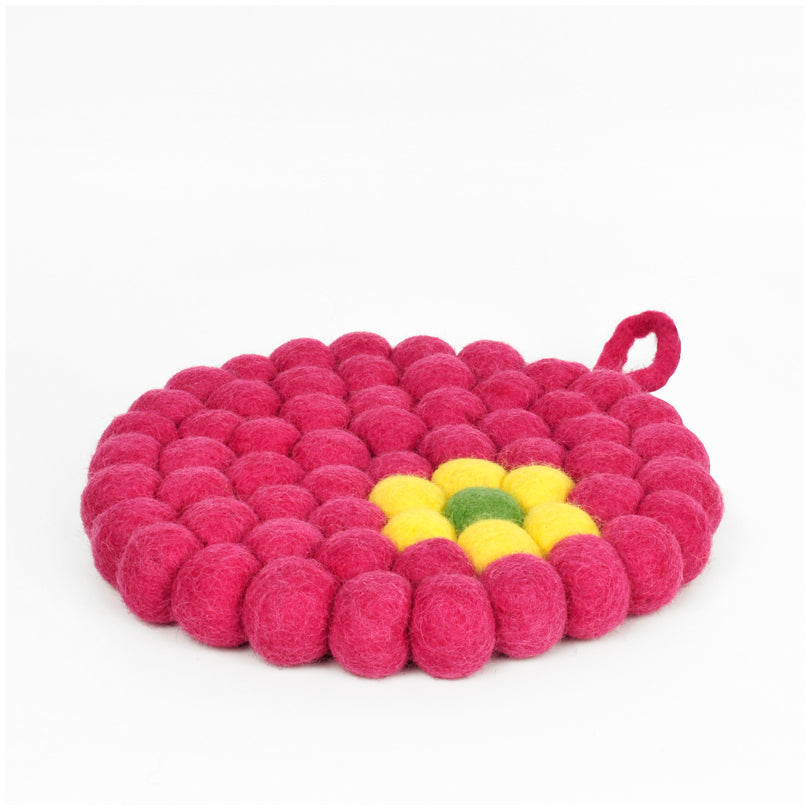 Sottopentola tondo "Daisy fucsia" con pratico occhiello cm Ø19