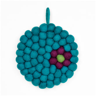 Sottopentola tondo "Daisy turchese" con pratico occhiello cm Ø19