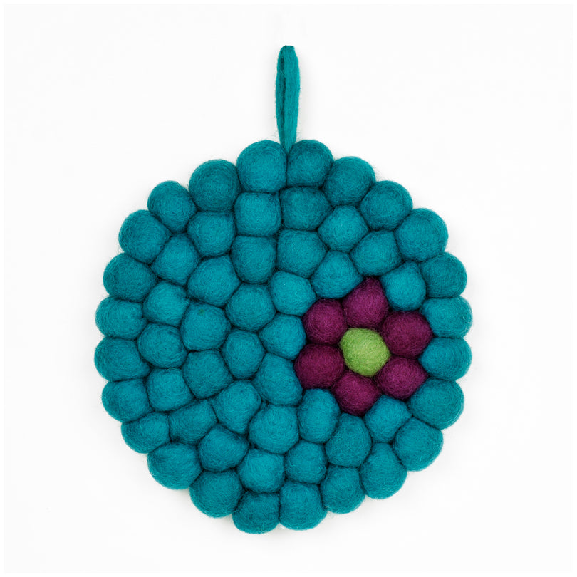 Sottopentola tondo "Daisy turchese" con pratico occhiello cm Ø19