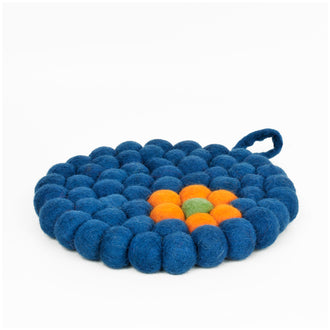 Sottopentola tondo "Daisy blu" con pratico occhiello cm Ø19