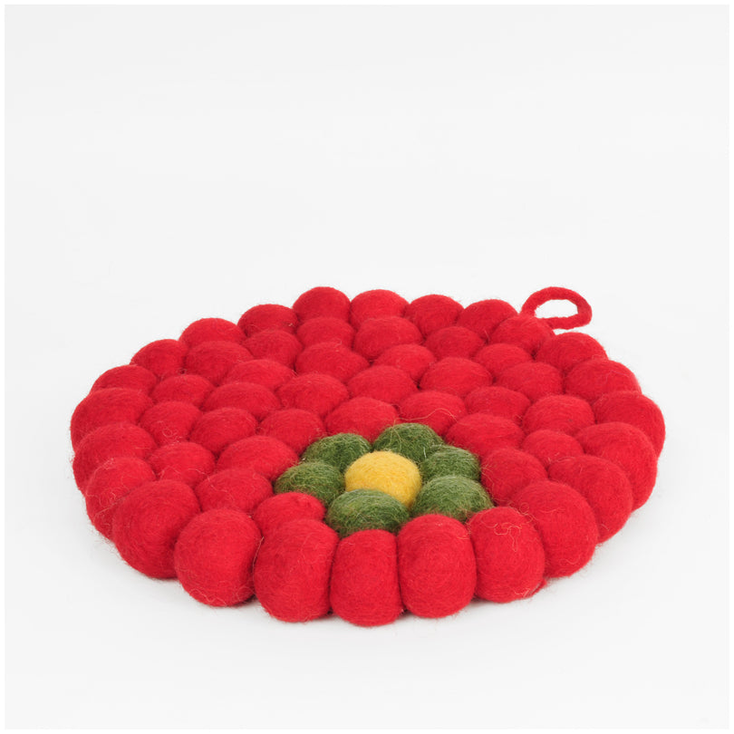 Sottopentola tondo "Daisy rosso" con pratico occhiello cm Ø19