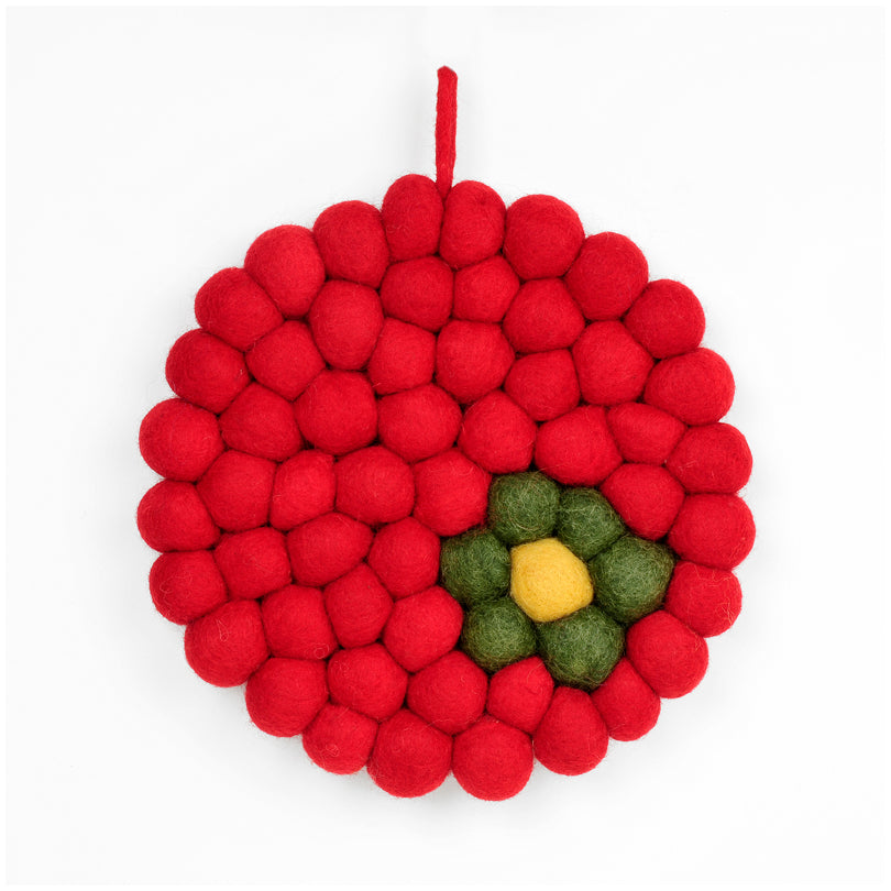 Sottopentola tondo "Daisy rosso" con pratico occhiello cm Ø19