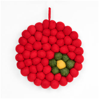 Sottopentola tondo "Daisy rosso" con pratico occhiello cm Ø19