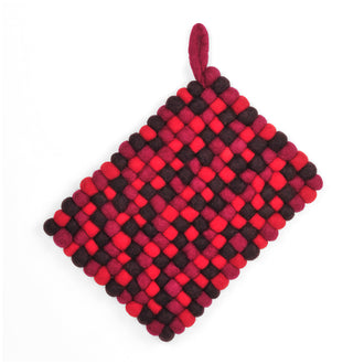 Sottopentola rettangolare "Rosso/Viola" con occhiello cm 24x18x2