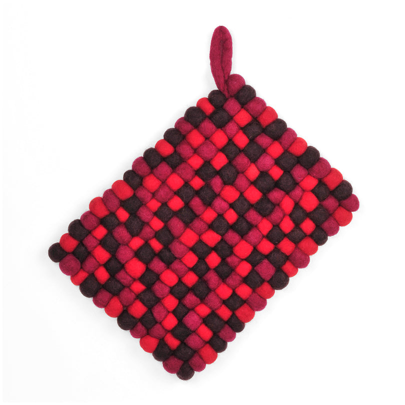 Sottopentola rettangolare "Rosso/Viola" con occhiello cm 24x18x2