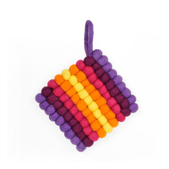 Sottopentola quadrato "Pompon Vario" con occhiello cm 14x14x2