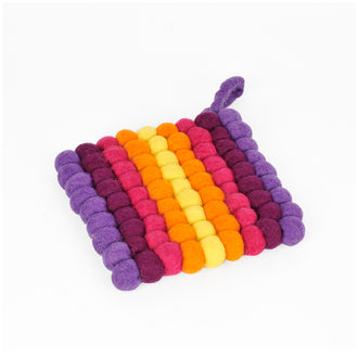 Sottopentola quadrato "Pompon Vario" con occhiello cm 14x14x2