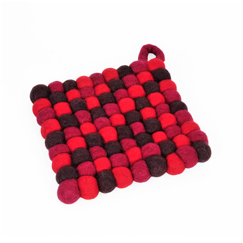 Sottopentola quadrato "Rosso/Viola" con pratico occhiello cm 14x14x2