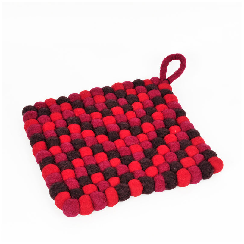 Sottopentola quadrato "Rosso/Viola" con pratico occhiello cm 19x19x2