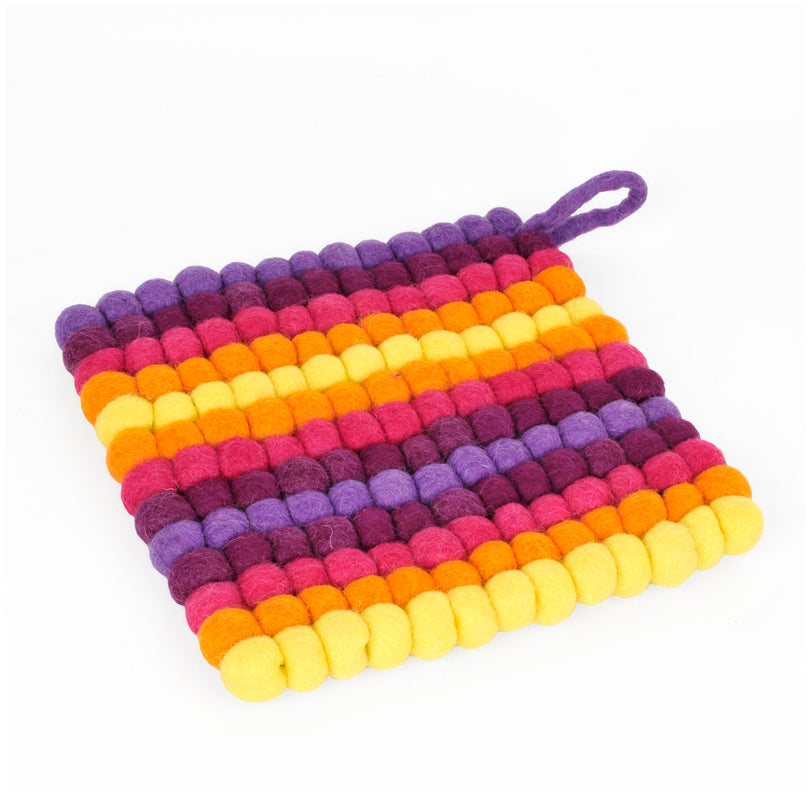 Sottopentola quadrato "Pompon Vario" con pratico occhiello cm 19x19x2