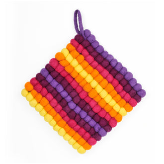 Sottopentola quadrato "Pompon Vario" con pratico occhiello cm 19x19x2