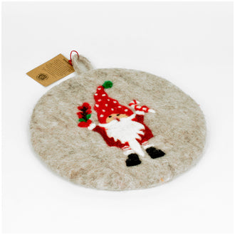 Sottopentola tondo "Folletto Natalizio" con pratico occhiello cm Ø21