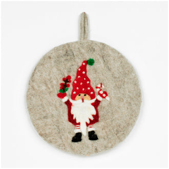 Sottopentola tondo "Folletto Natalizio" con pratico occhiello cm Ø21