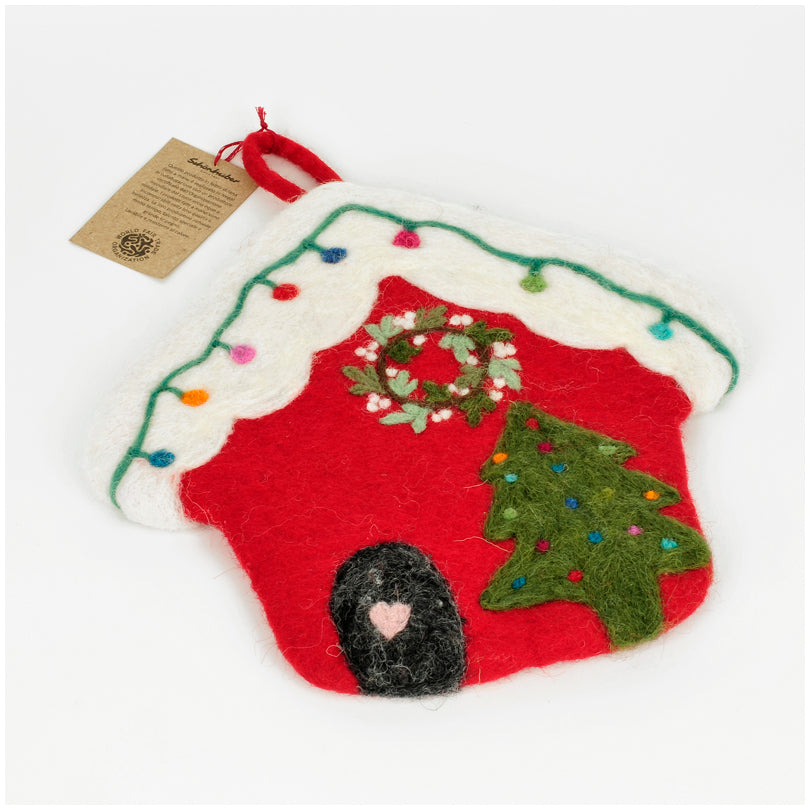 Sottopentola "Casa Natalizia" con pratico occhiello cm 21x21