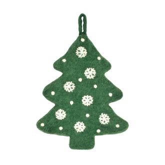 Sottopentola "Albero di Natale con fiocchi di neve" con pratico occhiello cm 20x24