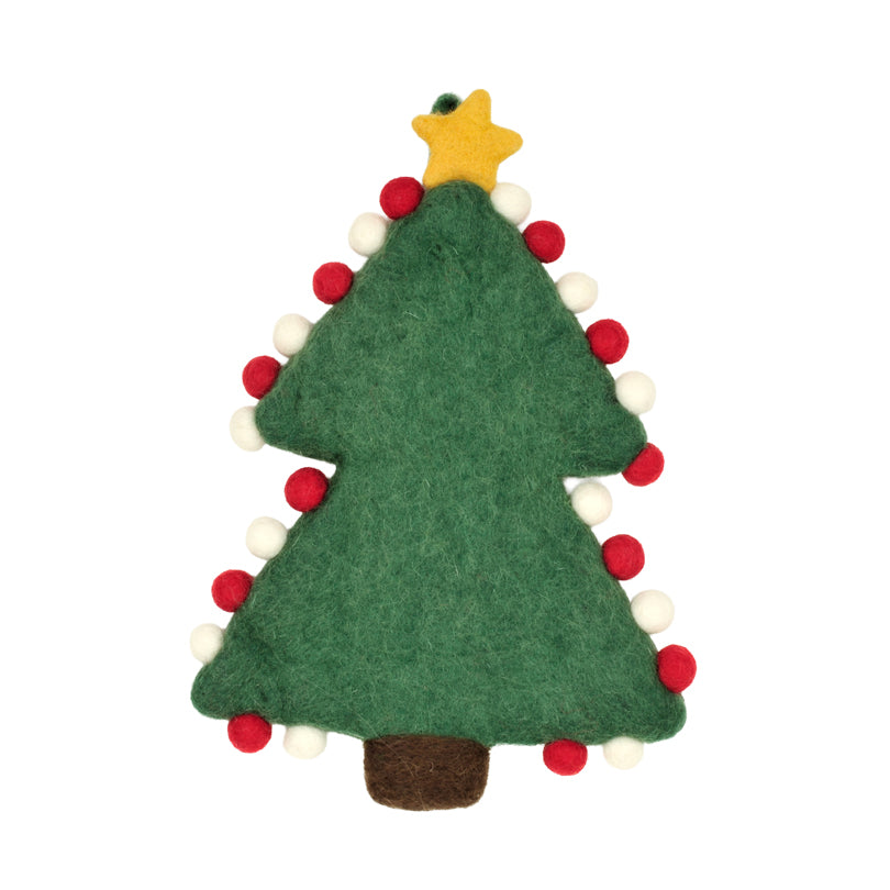 Sottopentola "Albero con sfere natalizie" con pratico occhiello cm 18x25