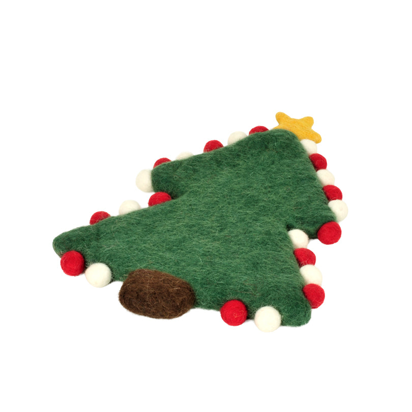 Sottopentola "Albero con sfere natalizie" con pratico occhiello cm 18x25