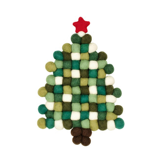 Sottopentola "Pompon Albero di Natale verde" con pratico occhiello cm 22x30