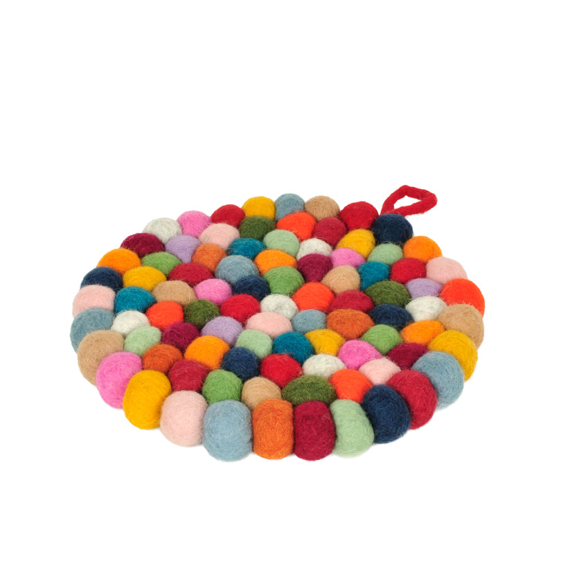 Sottopentola tondo "Pompon Multicolor" con pratico occhiello cm Ø21