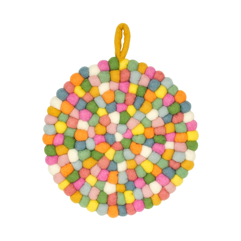 Sottopentola tondo "Pompon Pastel" con pratico occhiello cm Ø21