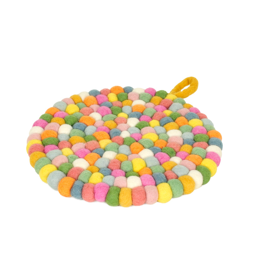 Sottopentola tondo "Pompon Pastel" con pratico occhiello cm Ø21