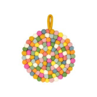 Sottopentola tondo "Pompon Pastel" con pratico occhiello cm Ø19