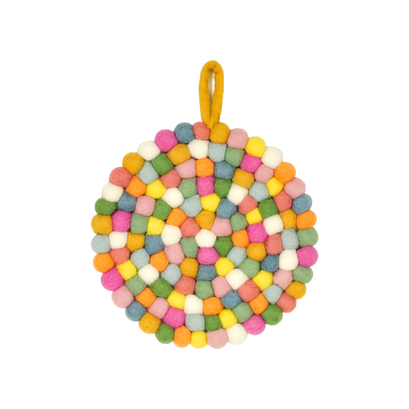 Sottopentola tondo "Pompon Pastel" con pratico occhiello cm Ø19