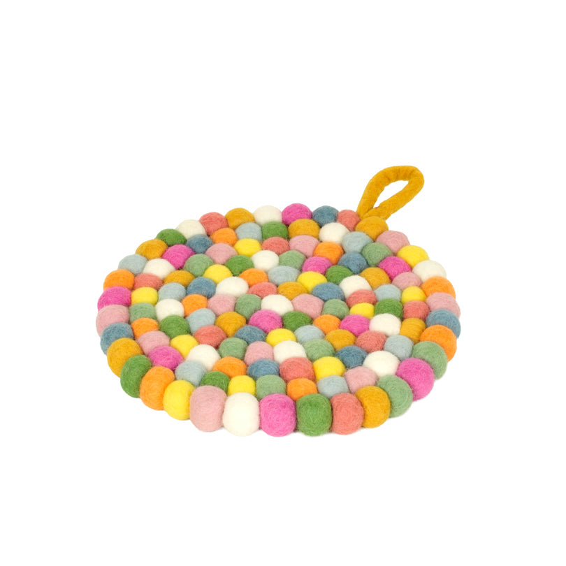 Sottopentola tondo "Pompon Pastel" con pratico occhiello cm Ø19